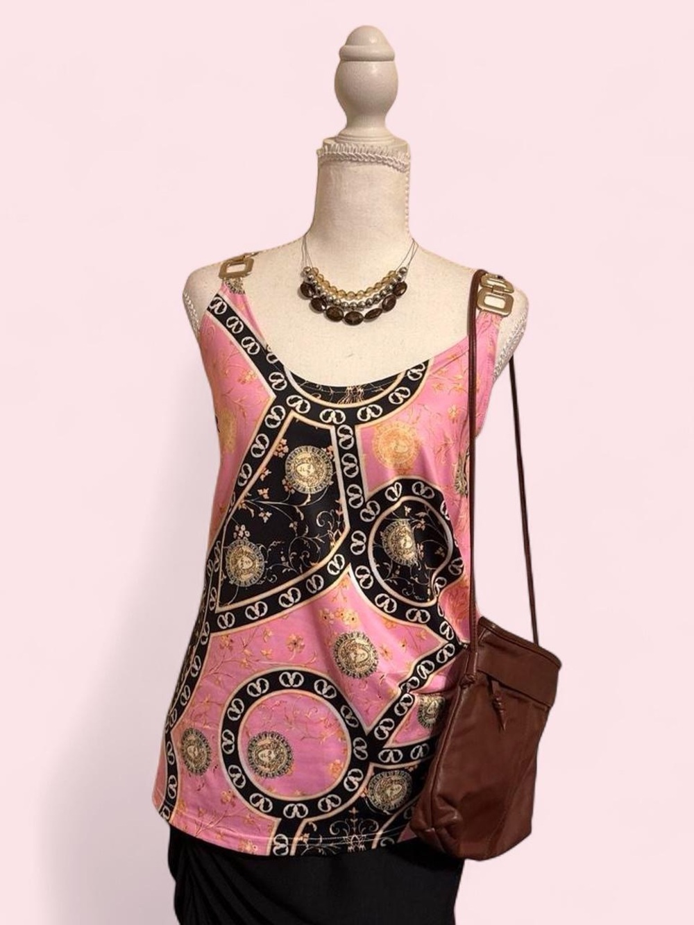 Y2K Vibes Pink & Black Print Tanktop